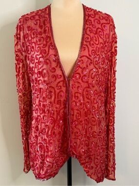 Gunit vintage jacket purple pink orange ornate beaded formal LG FLAW